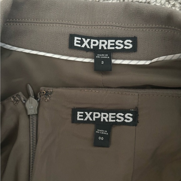 Express Women's Blazer Pencil Skirt Suit Set in Taupe - Picture 15 of 15